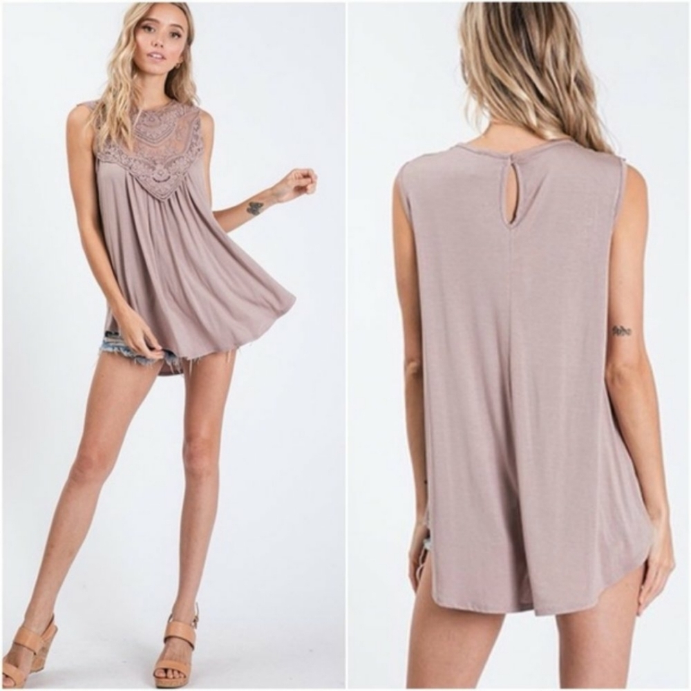 Taupe Lacey Swing Tank/Tunic